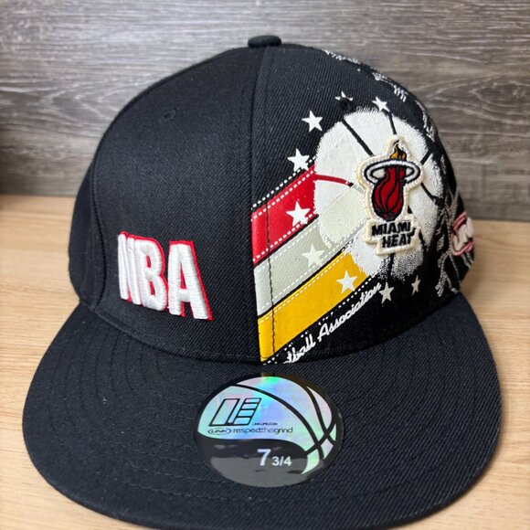Vintage Miami Heat Hat Cap Fitted 7 3/4 Black NBA Basketball UNK - Picture 3 of 10